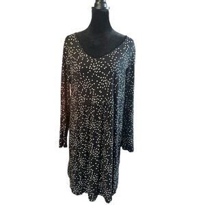 J Jill Black &‎ White Printed Long Sleeve Babydoll Dress Womens M Comfy Soft